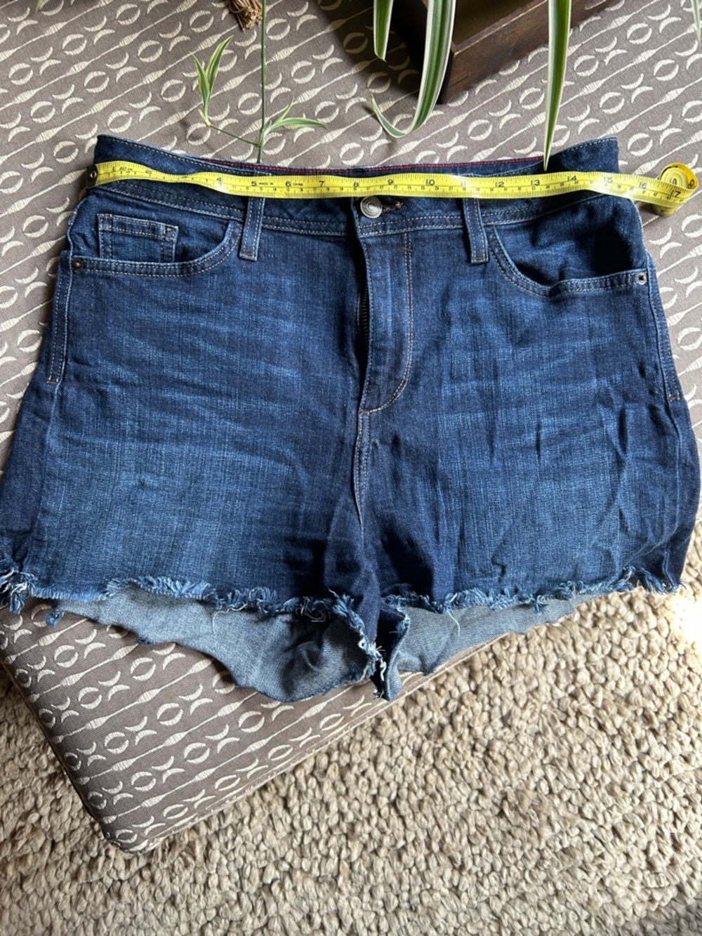 Fran Denim Classic High-Rise Dark Blue Denim Shorts “Abby”